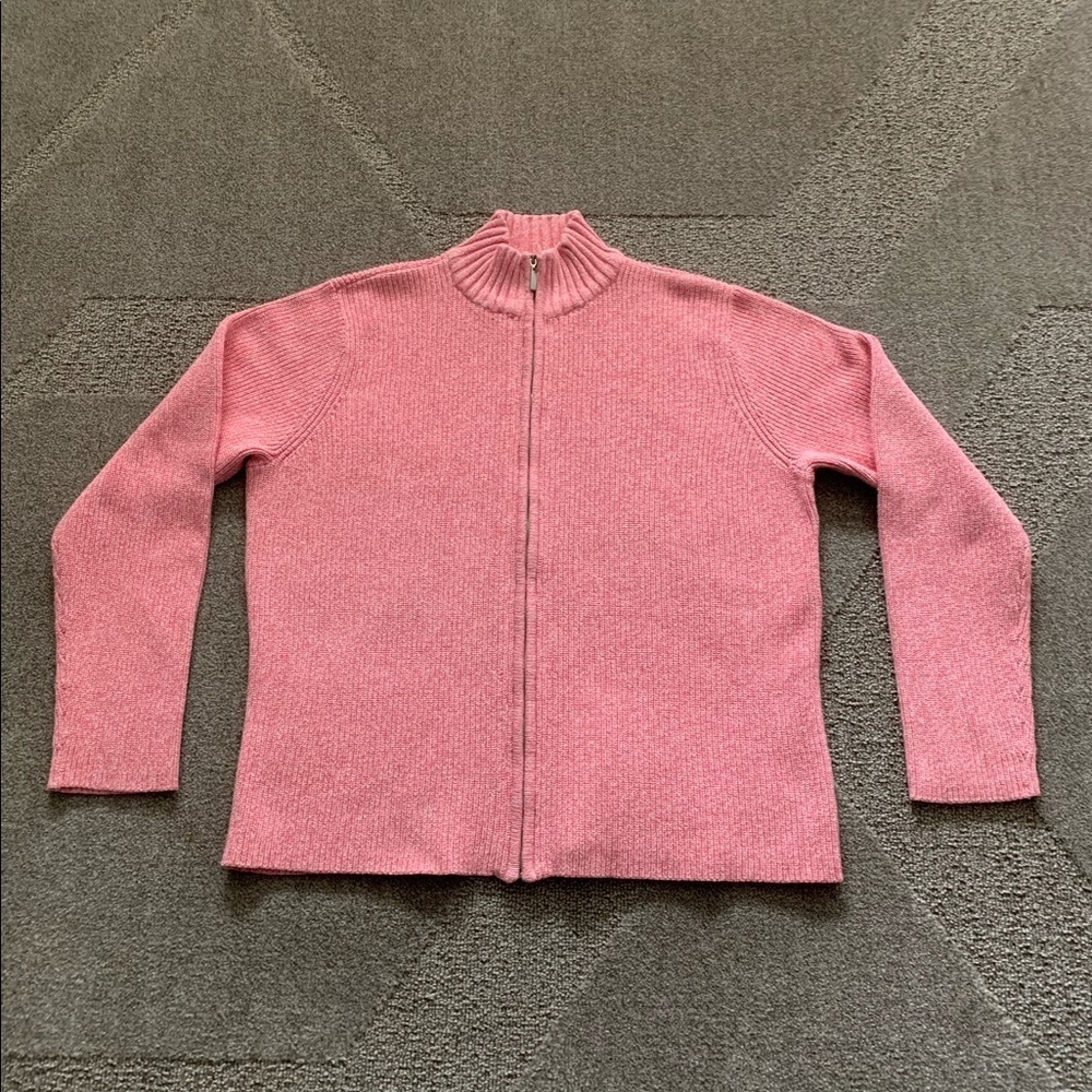 Crazy Horse (A Liz Claiborne Company) Zip Front Salmon Pink Sweater